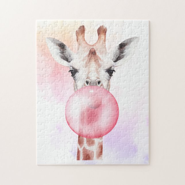 Funny Bubblegum Giraffe Jigsaw Puzzle (Vertical)