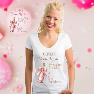Funny Bubbly Party Pink Gold Team Bride T-Shirt