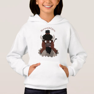 Funny buffalo bison cartoon illustration