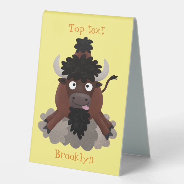 Funny buffalo bison cartoon illustration (Front)