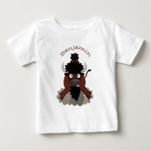 Funny buffalo bison cartoon illustration baby T-Shirt