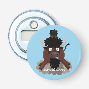 Funny buffalo bison cartoon illustration bottle opener