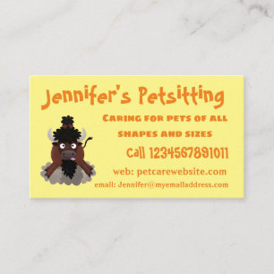 Funny buffalo bison cartoon illustration business card