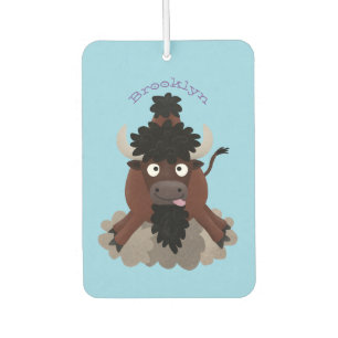 Funny buffalo bison cartoon illustration  car air freshener