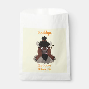 Funny buffalo bison cartoon illustration favour bags