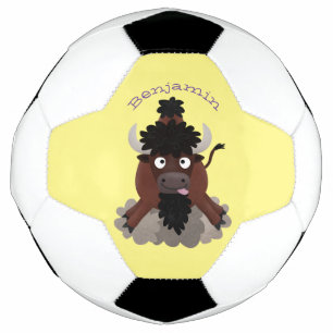 Funny buffalo bison cartoon illustration football