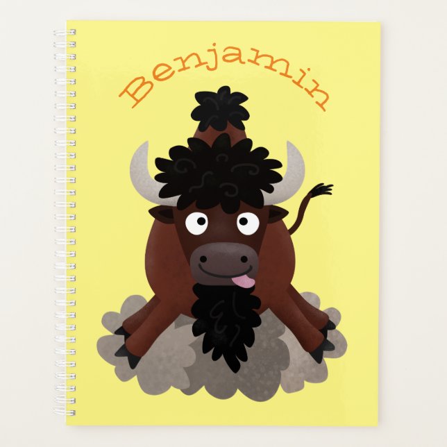 Funny buffalo bison cartoon illustration planner (Front)