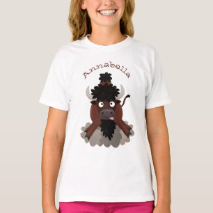 Funny buffalo bison cartoon illustration T-Shirt