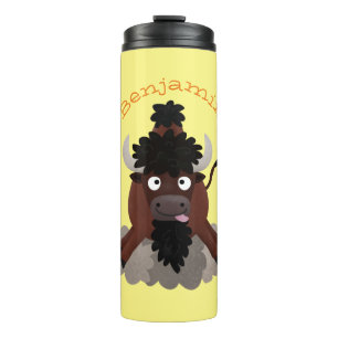 Funny buffalo bison cartoon illustration thermal tumbler