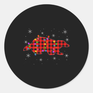Funny Buffalo Plaid Family Matching Badger Christm Classic Round Sticker