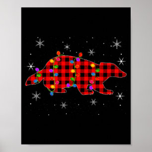 Funny Buffalo Plaid Family Matching Badger Christm Poster