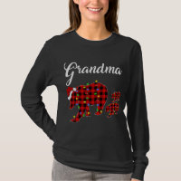 Funny Buffalo Plaid Grandma Bear Two Cubs Christma