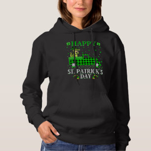 Funny Buffalo Plaid Green Truck Alligator St Patri Hoodie
