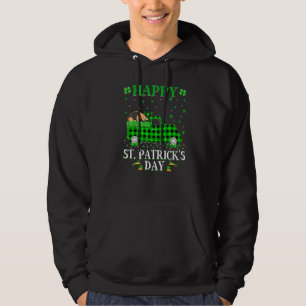Funny Buffalo Plaid Green Truck Anteater St. Patri Hoodie