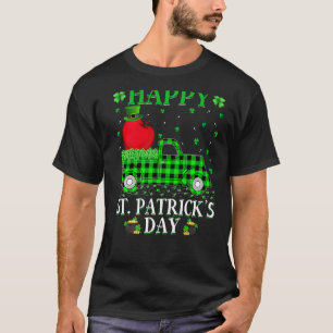 Funny Buffalo Plaid Green Truck Apple Fruit St. Pa T-Shirt