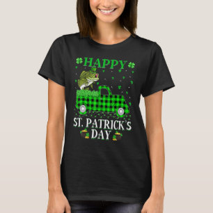 Funny Buffalo Plaid Green Truck Bass Fish St Patri T-Shirt