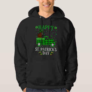 Funny Buffalo Plaid Green Truck Bear St. Patrick's Hoodie