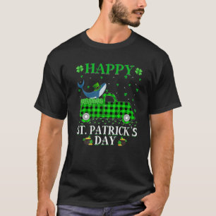 Funny Buffalo Plaid Green Truck Blue Whale St Patr T-Shirt