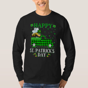 Funny Buffalo Plaid Green Truck Bumble Bee St Patr T-Shirt