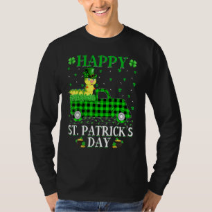 Funny Buffalo Plaid Green Truck Caterpillar St Pat T-Shirt