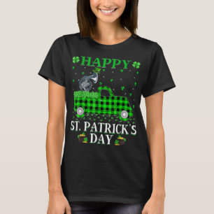 Funny Buffalo Plaid Green Truck French Horn St Pat T-Shirt