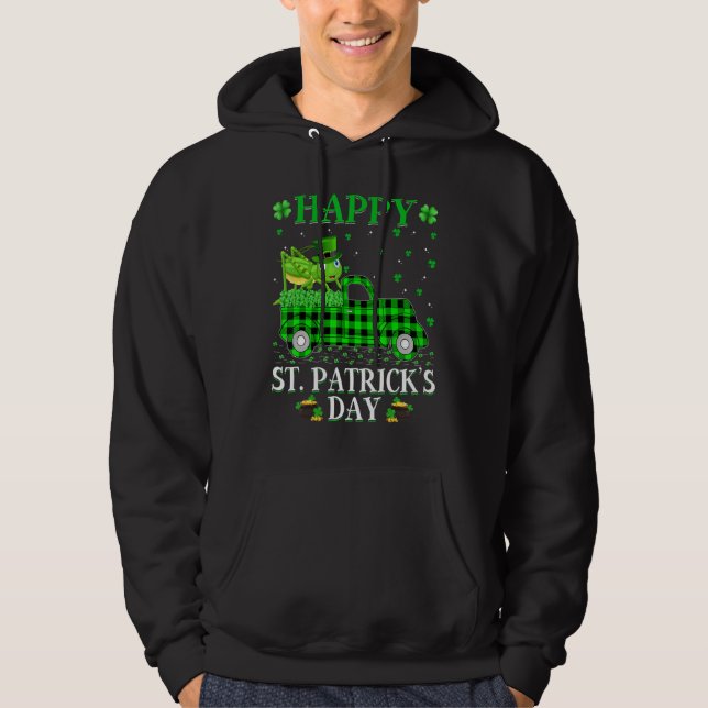 Funny Buffalo Plaid Green Truck Grasshopper St Pat Hoodie (Front)