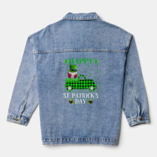 Funny Buffalo Plaid Green Truck Handball St. Patri Denim Jacket