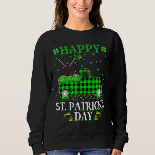 Funny Buffalo Plaid Green Truck Hockey St. Patrick Sweatshirt