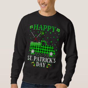 Funny Buffalo Plaid Green Truck Hockey St. Patrick Sweatshirt