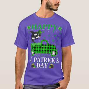 Funny Buffalo Plaid Green Truck Orca Fish St Patri T-Shirt