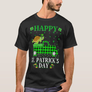 Funny Buffalo Plaid Green Truck Sea Turtle St Patr T-Shirt