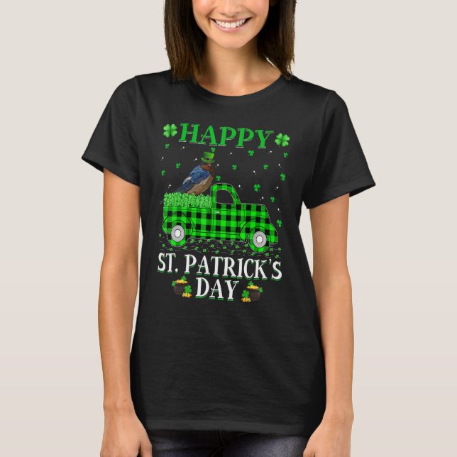 Funny Buffalo Plaid Green Truck Swallow Bird St Pa T-Shirt (Front)