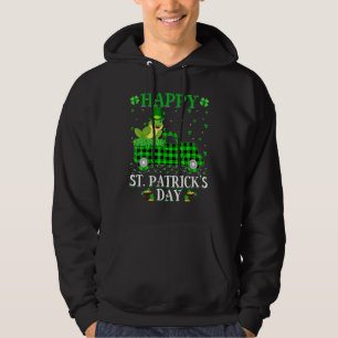 Funny Buffalo Plaid Green Truck Tree Frog St Patri Hoodie