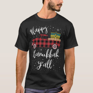 Funny Buffalo Plaid Happy Hanukkah Y'all Red Truck T-Shirt