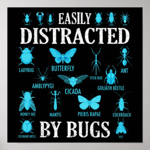 Funny Bug Lover Bugs Easily Distracted By Bugs Poster