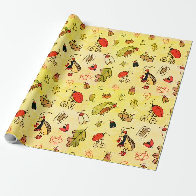 Funny Bugs Wrapping Paper (Unrolled)