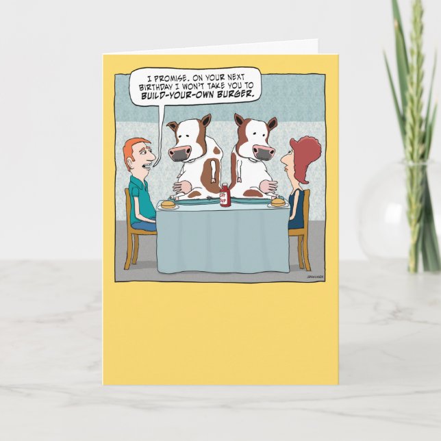Funny Build Your Burger Cows Birthday Card (Front)