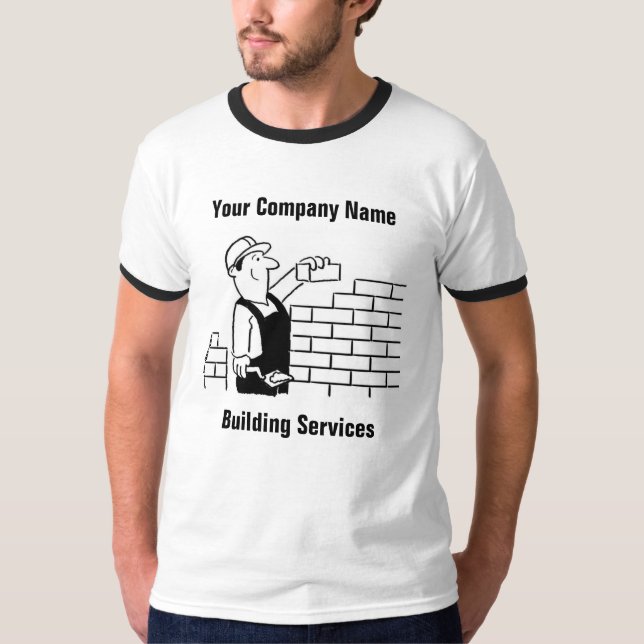 Funny Building Services Cartoon T-Shirt (Front)