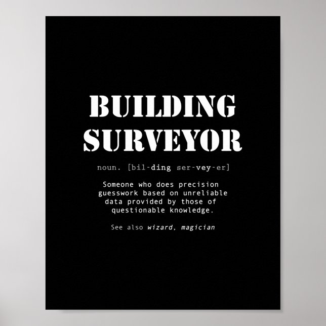 Funny Building Surveyor Dictionary Definition Poster (Front)