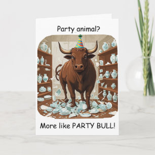 Funny Bull Birthday Party Animal Design Card