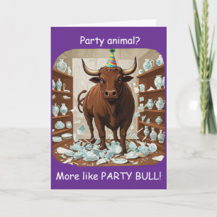 Funny Bull Birthday Party Animal Design Card
