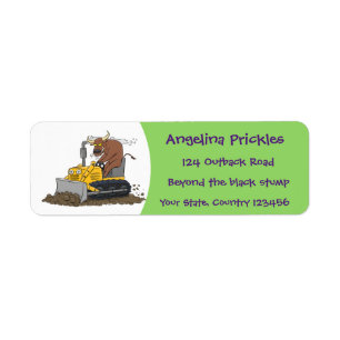 Funny bull driving bulldozer cartoon