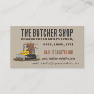 Funny bull driving bulldozer cartoon business card