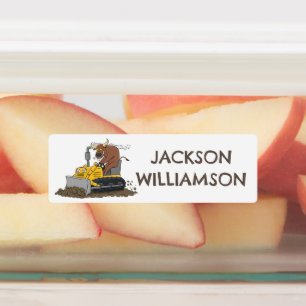 Funny bull driving bulldozer cartoon personalised