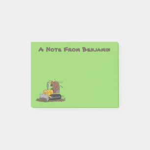Funny bull driving bulldozer cartoon post-it notes