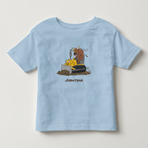 Funny bull driving bulldozer cartoon toddler T-Shirt