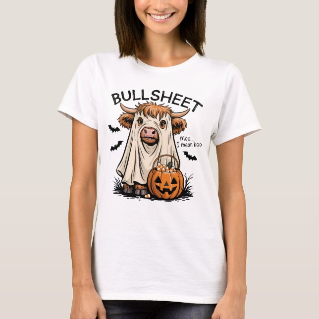Funny Bull Ghost Halloween Costume Pun Shirt (Front)