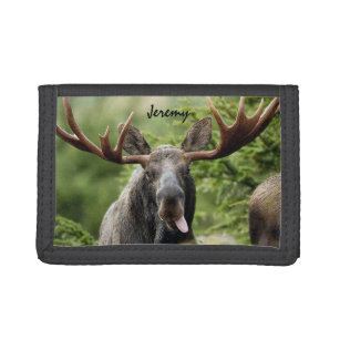 Funny Bull Moose Tongue     Trifold Wallet