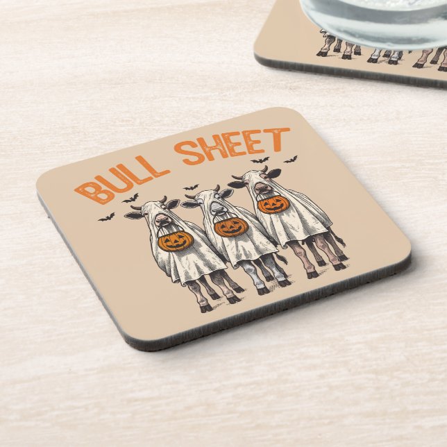 Funny Bull Sheet Vintage Halloween Coaster (Left Side)