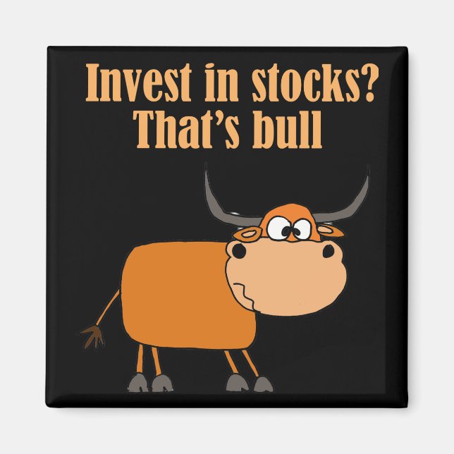 Funny Bull Stock Market Cartoon Art Magnet (Front)